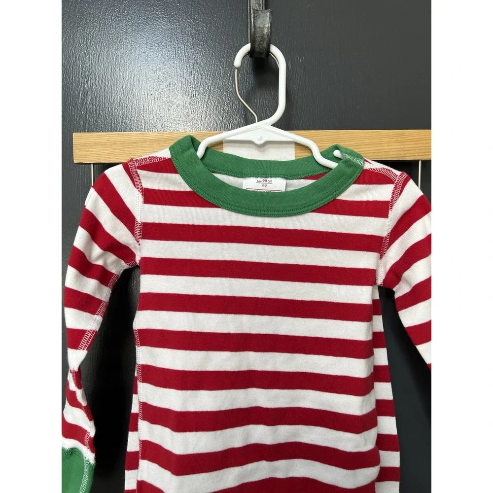 Hanna Andersson Sz 3 Organic Cotton Striped Pajama Set Green White Red Kids